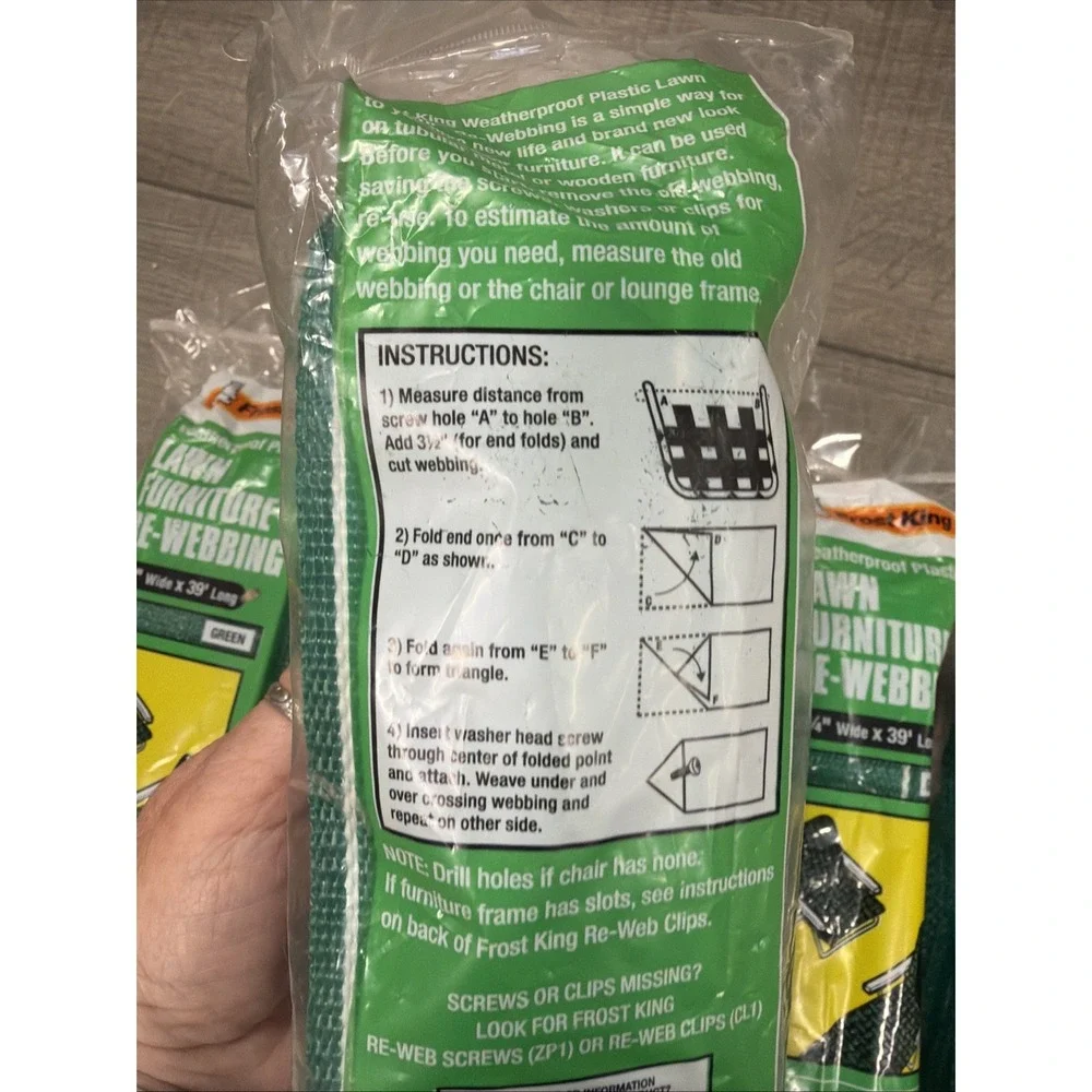 4 packs Frost King Lawn Chair Webbing 39' L Green